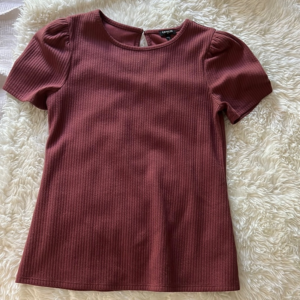 Express medium mauve puff sleeve shirt